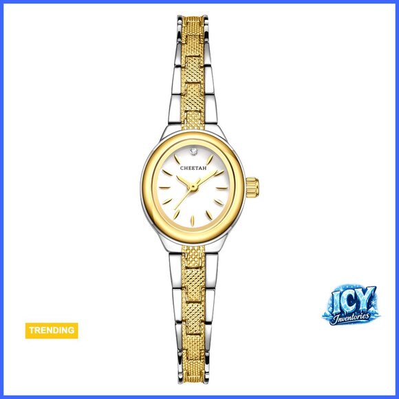 Gold & Silver Stainless Steel Oval Watch with Minimalist Dial main image 5